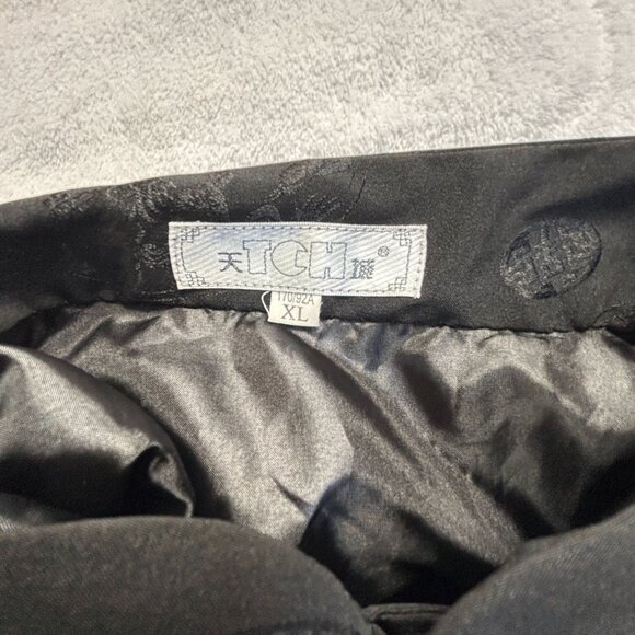 TCH Men’s Black Jacquard Chinese Dragon Winter Jacket Coat XL Mandarin Collar - Picture 3 of 9